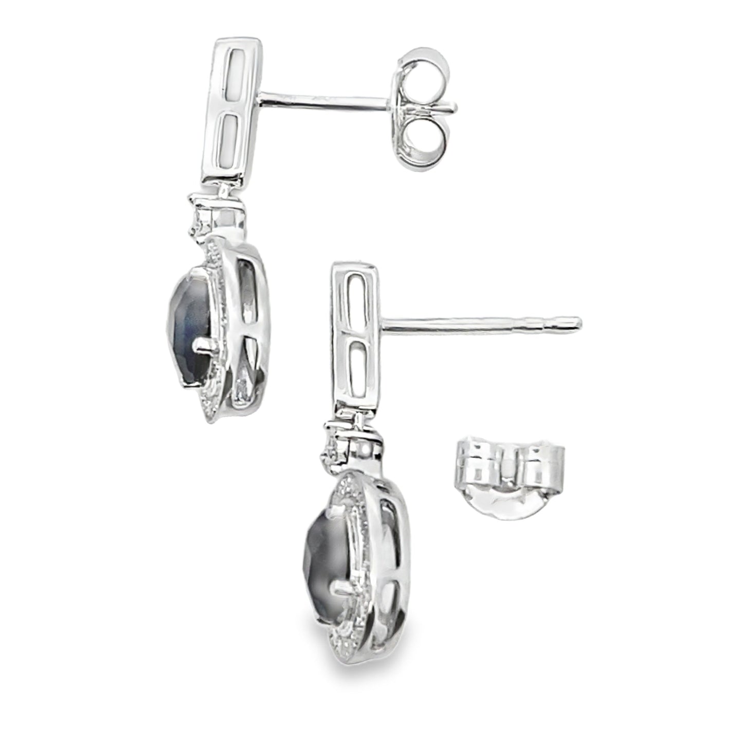 Boucles d'oreilles pendantes en onyx et diamants de 1,06 ct en or blanc 10KT