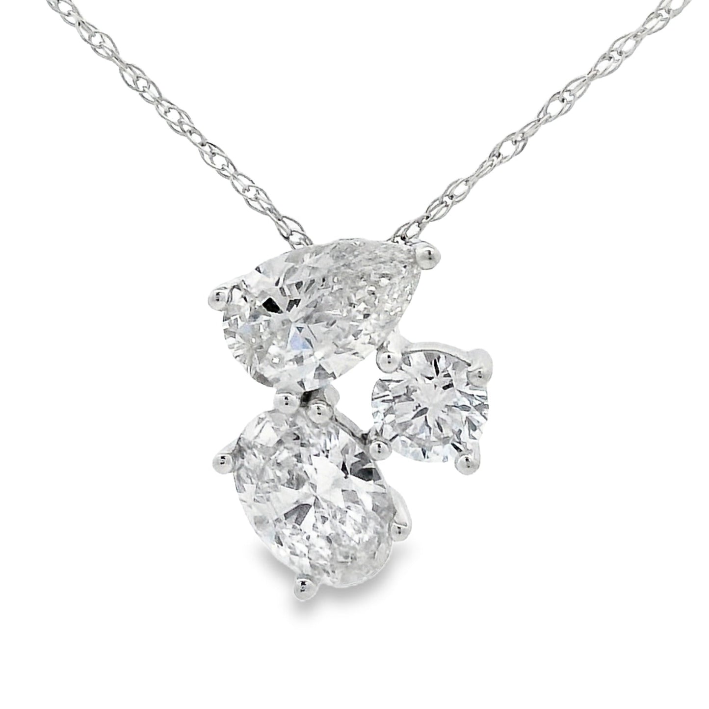 Pendentif en Diamant de Laboratoire Élégant en Or Blanc 14KT