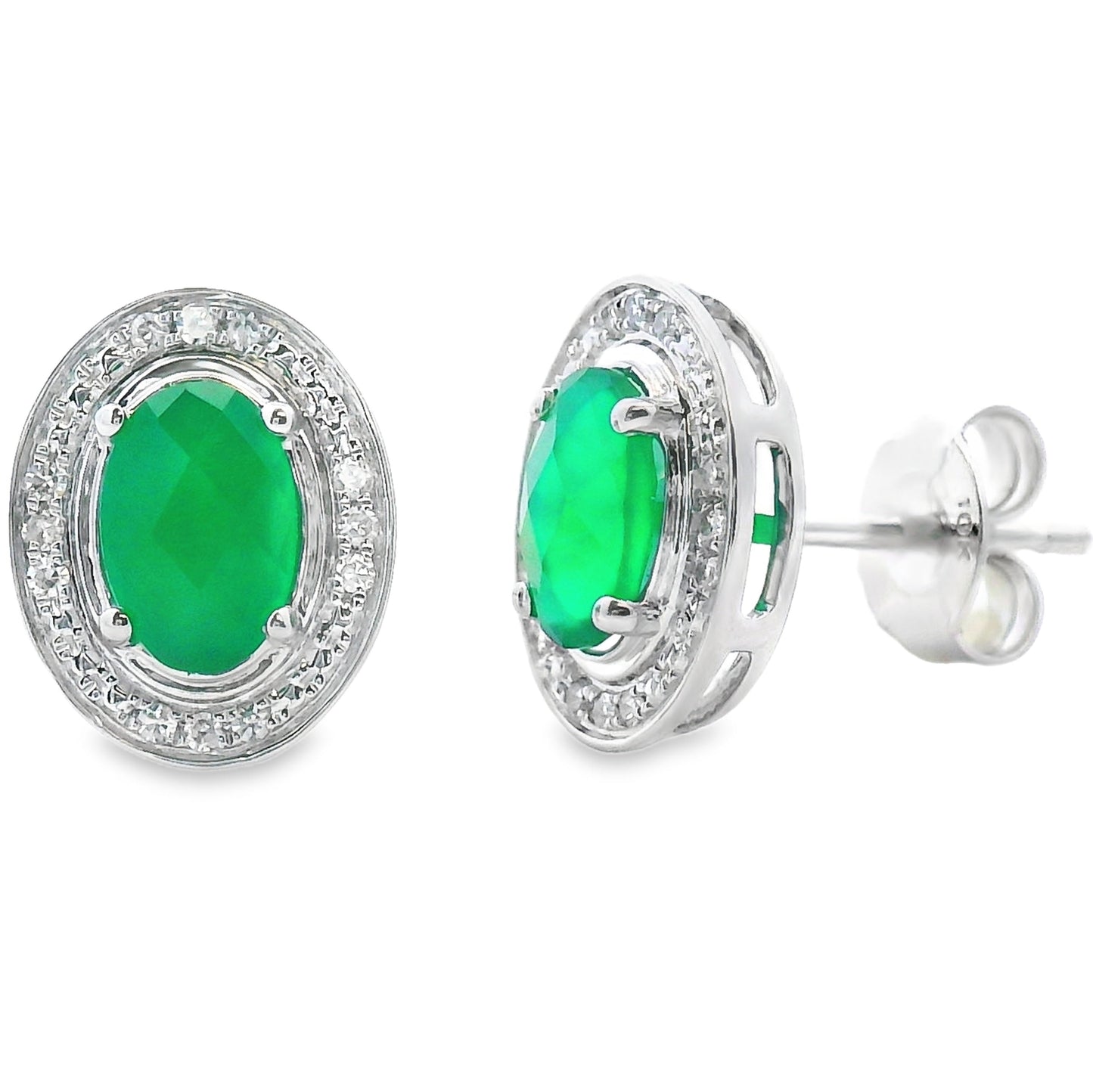 1.12ct Chalcedony and Diamond Earrings in 10KT White Gold