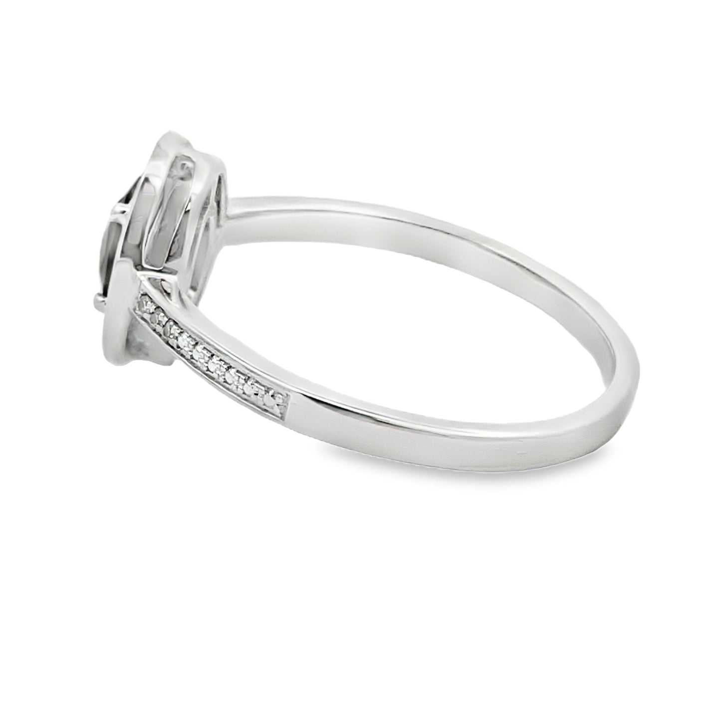 Anillo de Diamante de Cuarzo de 0.42ct en Oro Blanco de 10KT