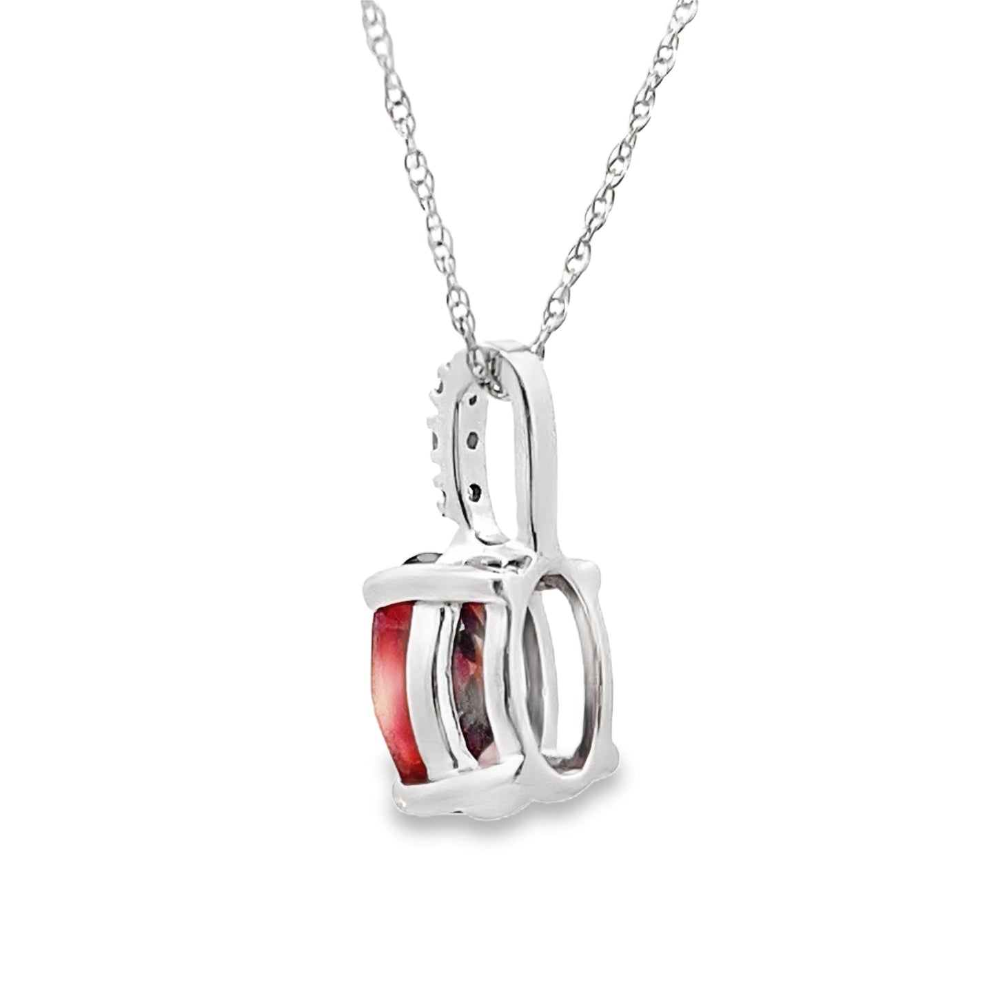 1.42ct Garnet & Diamond Pendant in 10KT White Gold
