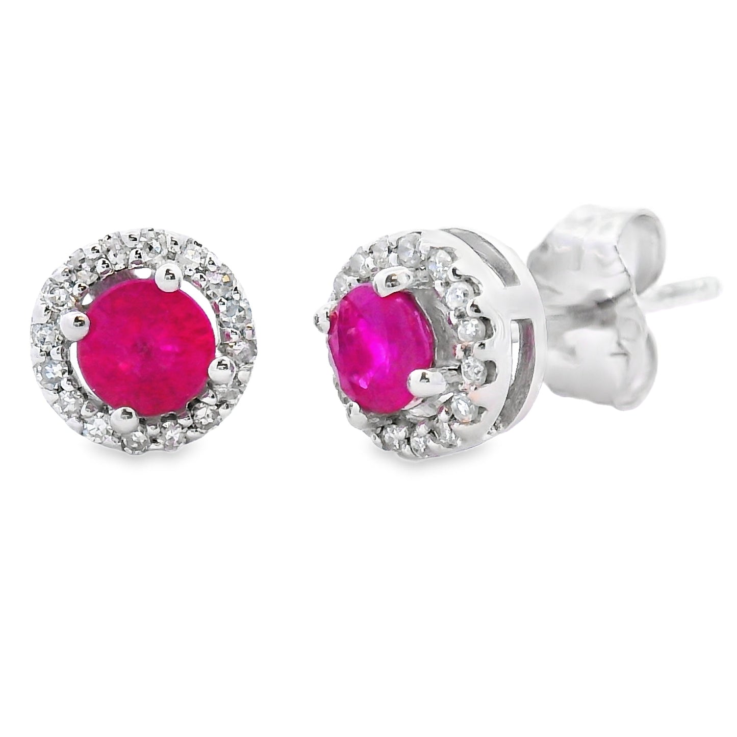 .50ct Pendientes de Rubí y Diamante en Oro Blanco de 10KT