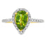 Natural 1.10ct Peridot Diamond Ring in 14KT Yellow Gold