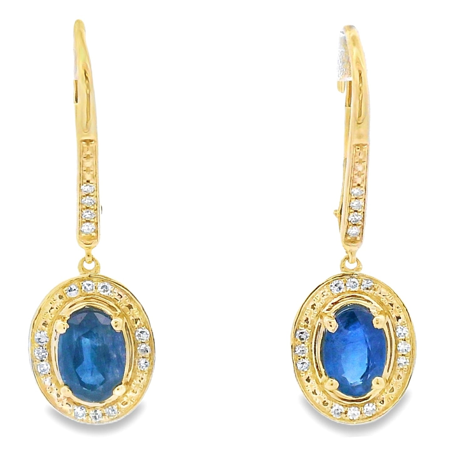 Pendientes Colgantes de Diamante de Zafiro en Oro Amarillo de 10KT