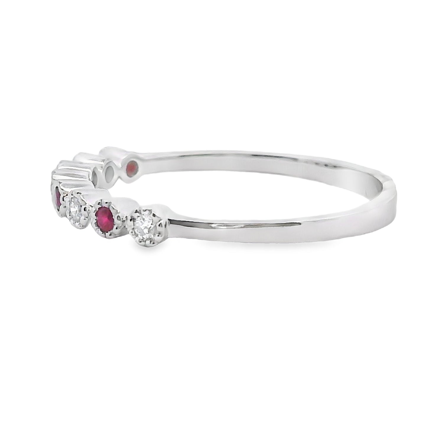 .14ct Ensemble de Bagues Empilables en Rubis et Diamants en Or Blanc 14KT