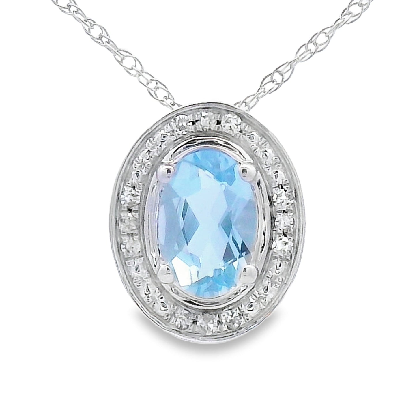 Pendentif en diamant aquamarine en or blanc 10KT