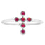 Bague croix en rubis véritable de 0,12 ct en or blanc 14KT