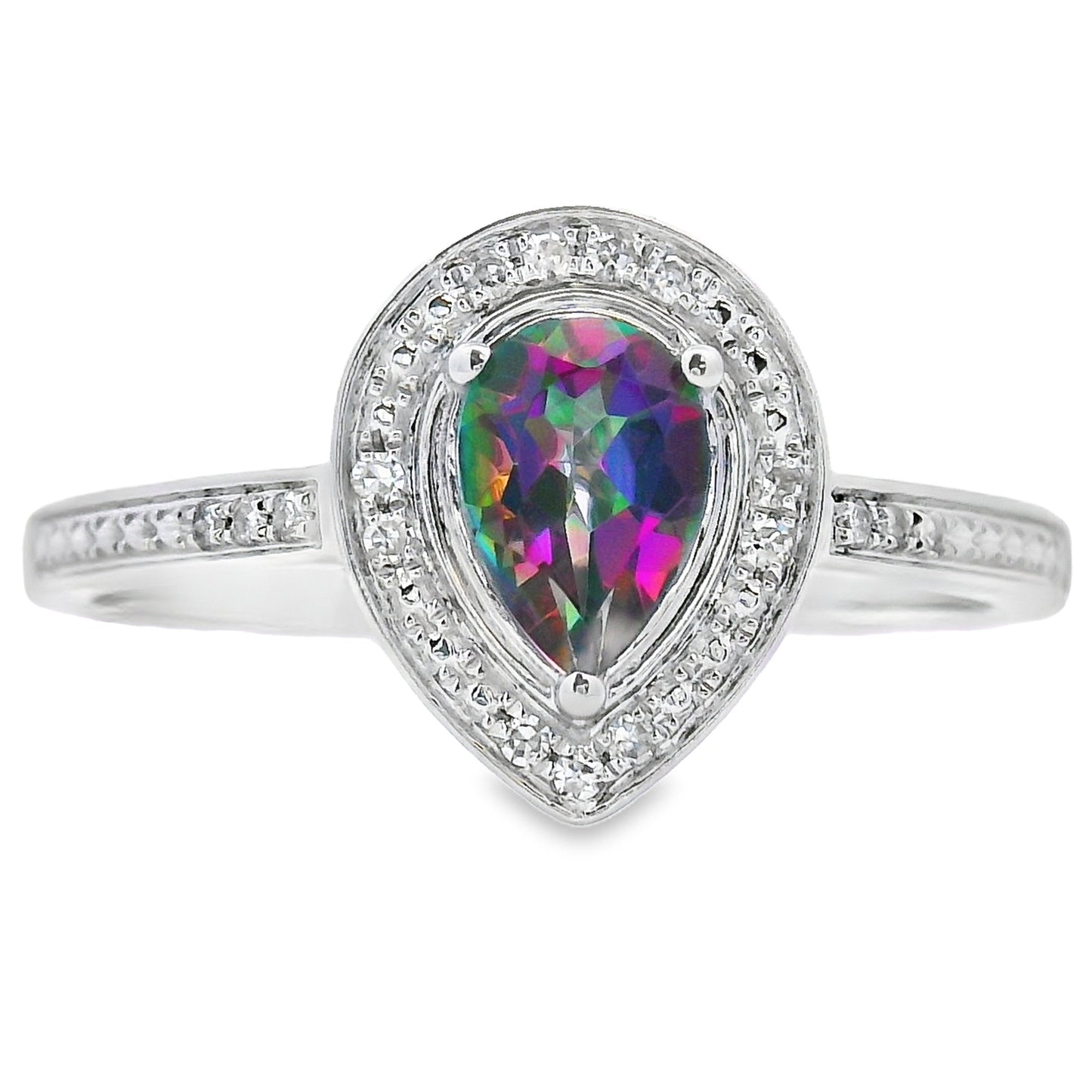 .50ct Mystic Fire Topaz and Diamond Ring in 10KT White Gold
