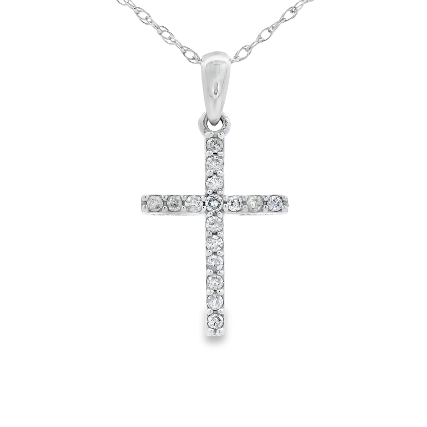 .10ct Diamond Cross Pendant in 14KT White Gold