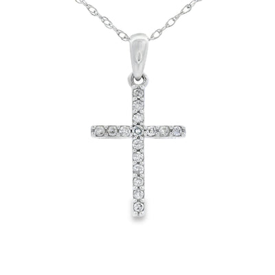 .10ct Diamond Cross Pendant in 14KT White Gold
