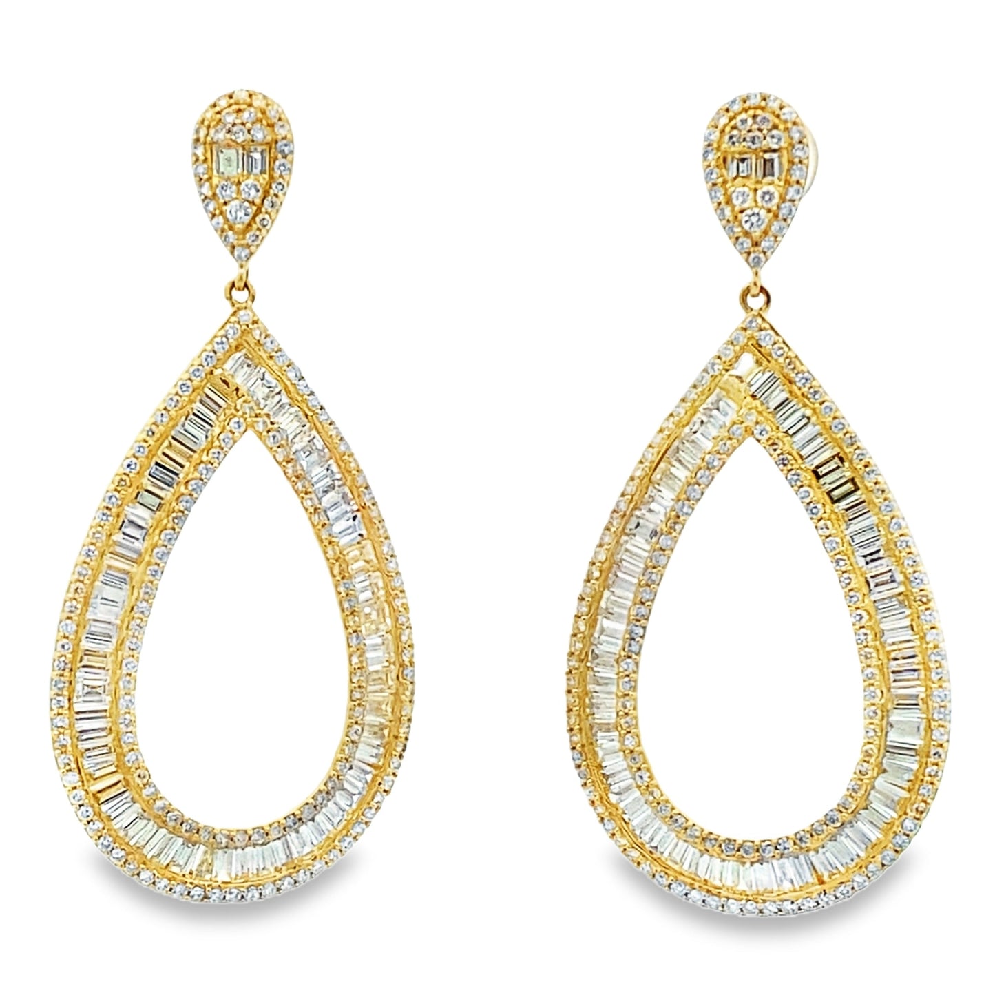 Pendientes Colgantes de Diamante de 8.65ct en Oro Amarillo de 18KT