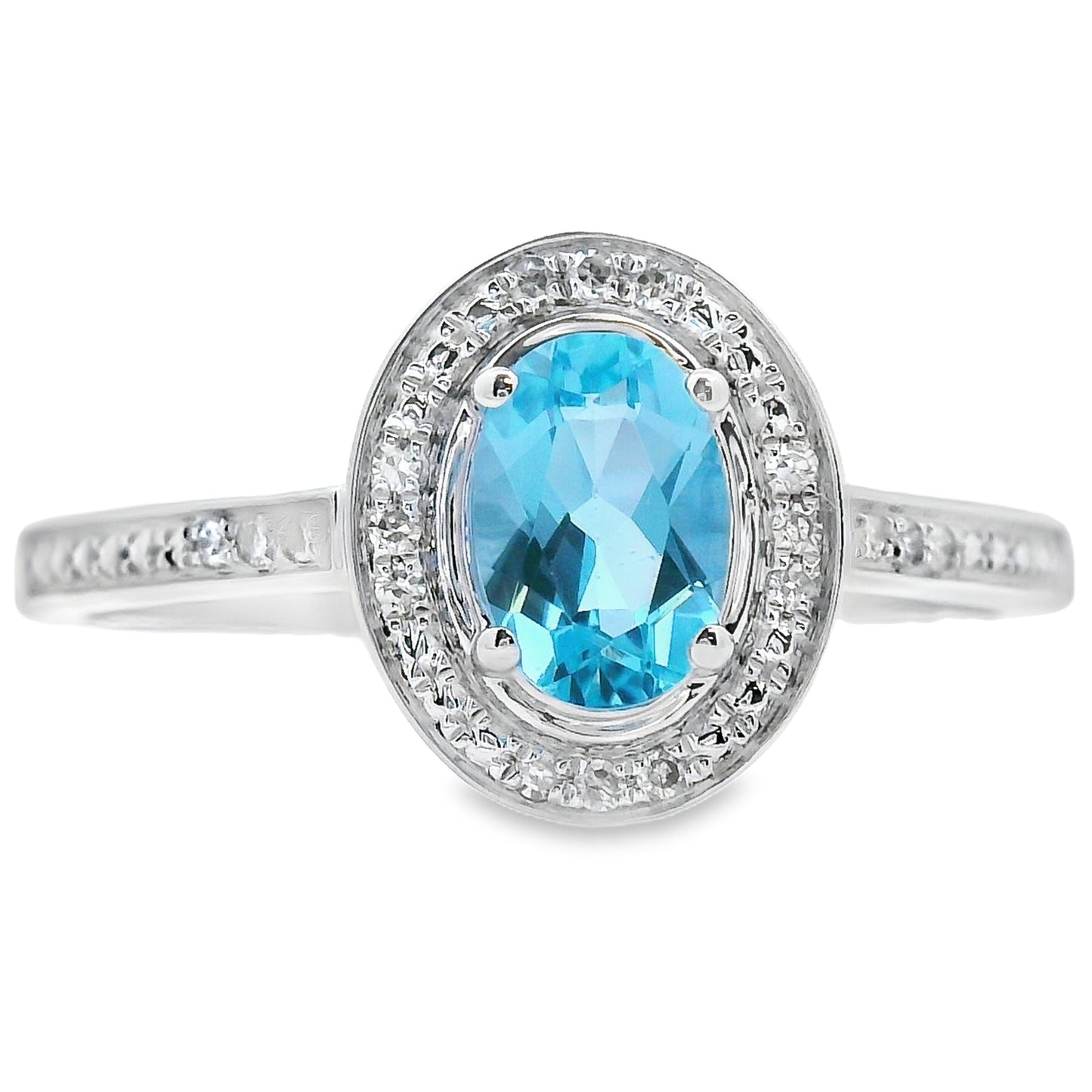Genuine .59ct Blue Topaz Diamond Ring in 10KT White Gold