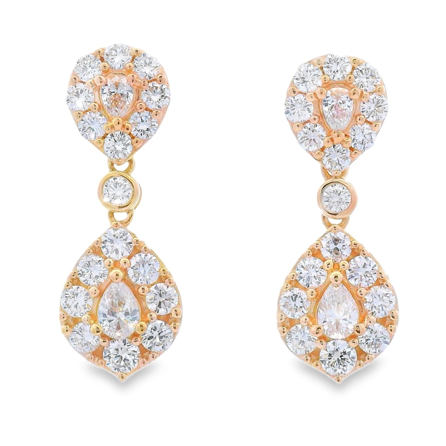 14KT Yellow Gold Lab Grown Diamond Dangle Earrings