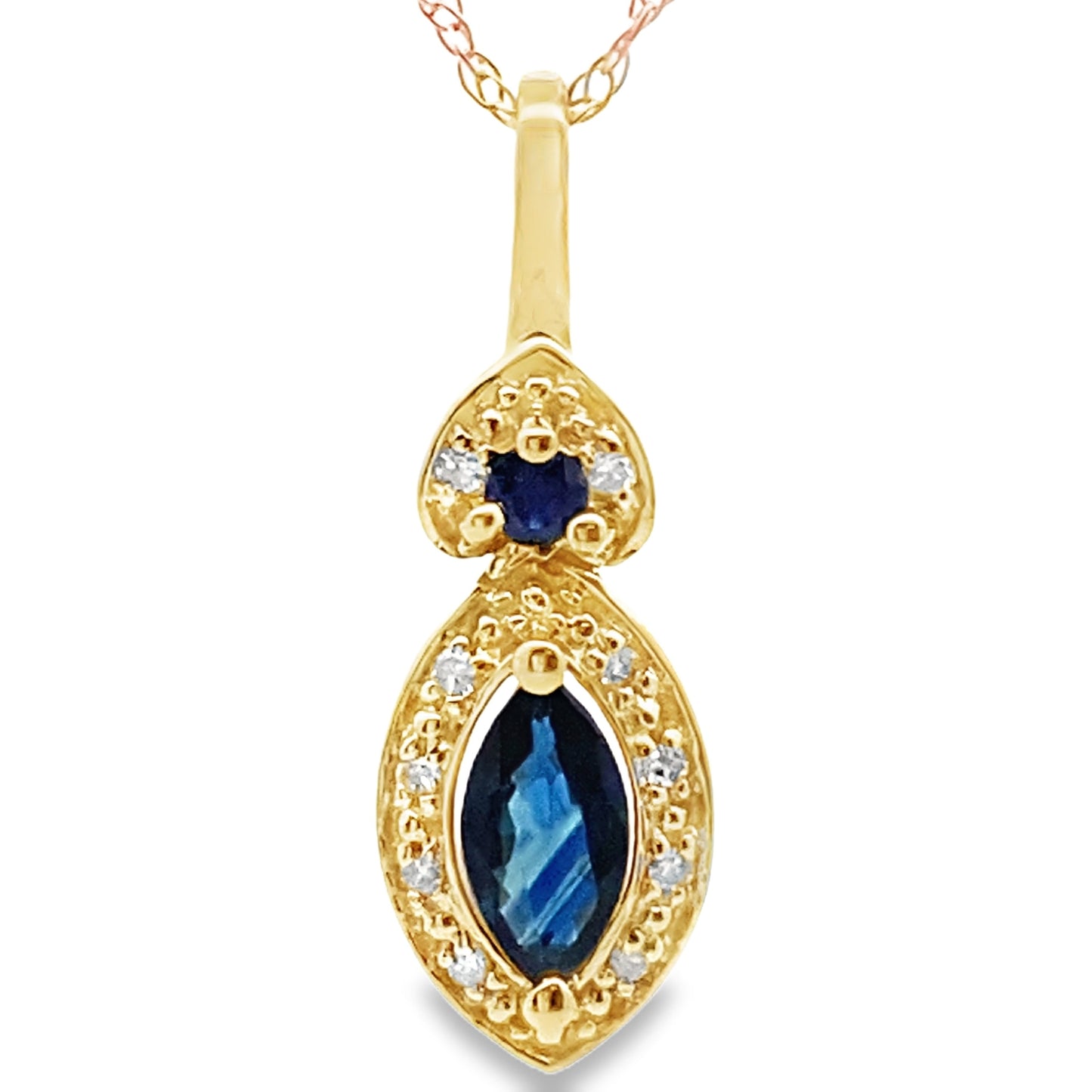 Sapphire Diamond Fashion Pendant in 10KT Yellow Gold