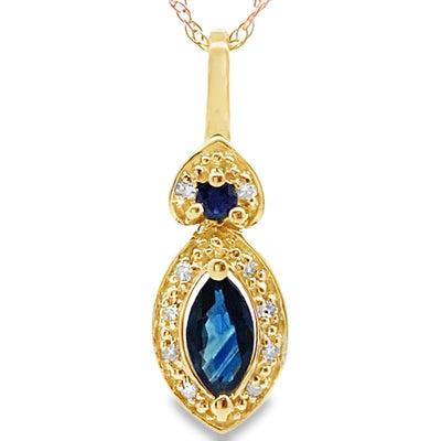 Pendentif de mode en diamant saphir en or jaune 10KT