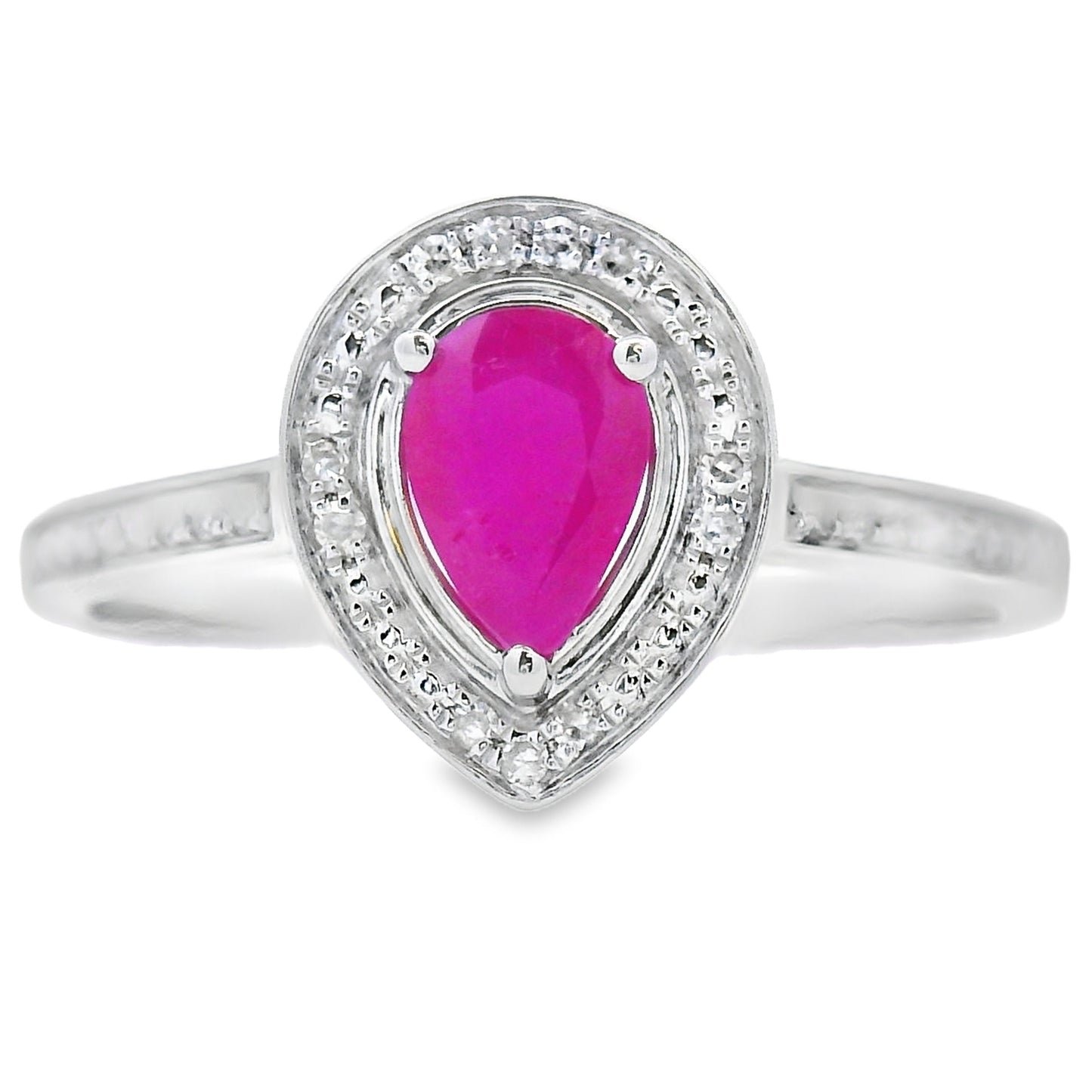 Bague élégante en rubis et diamants de 0,54 ct en or blanc 10KT