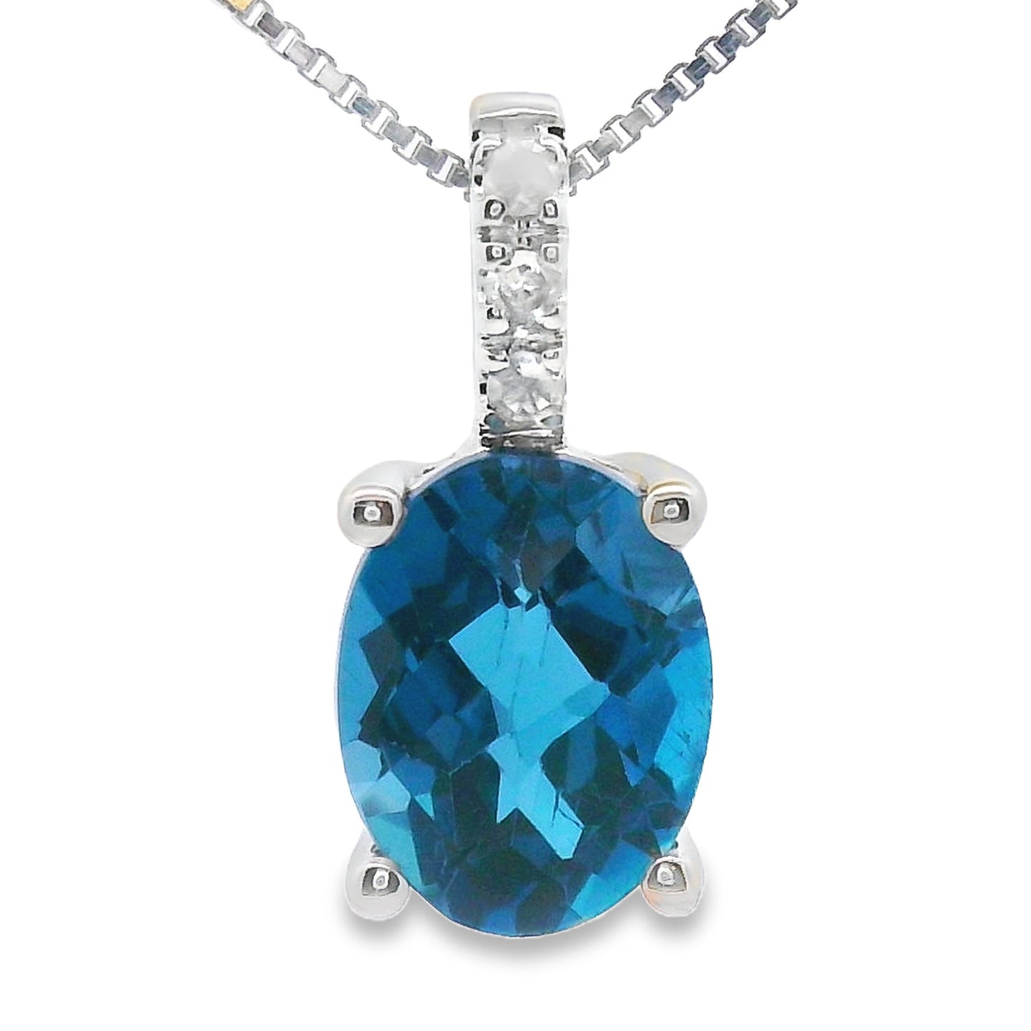London Blue Topaz Pendant in 10KT White Gold