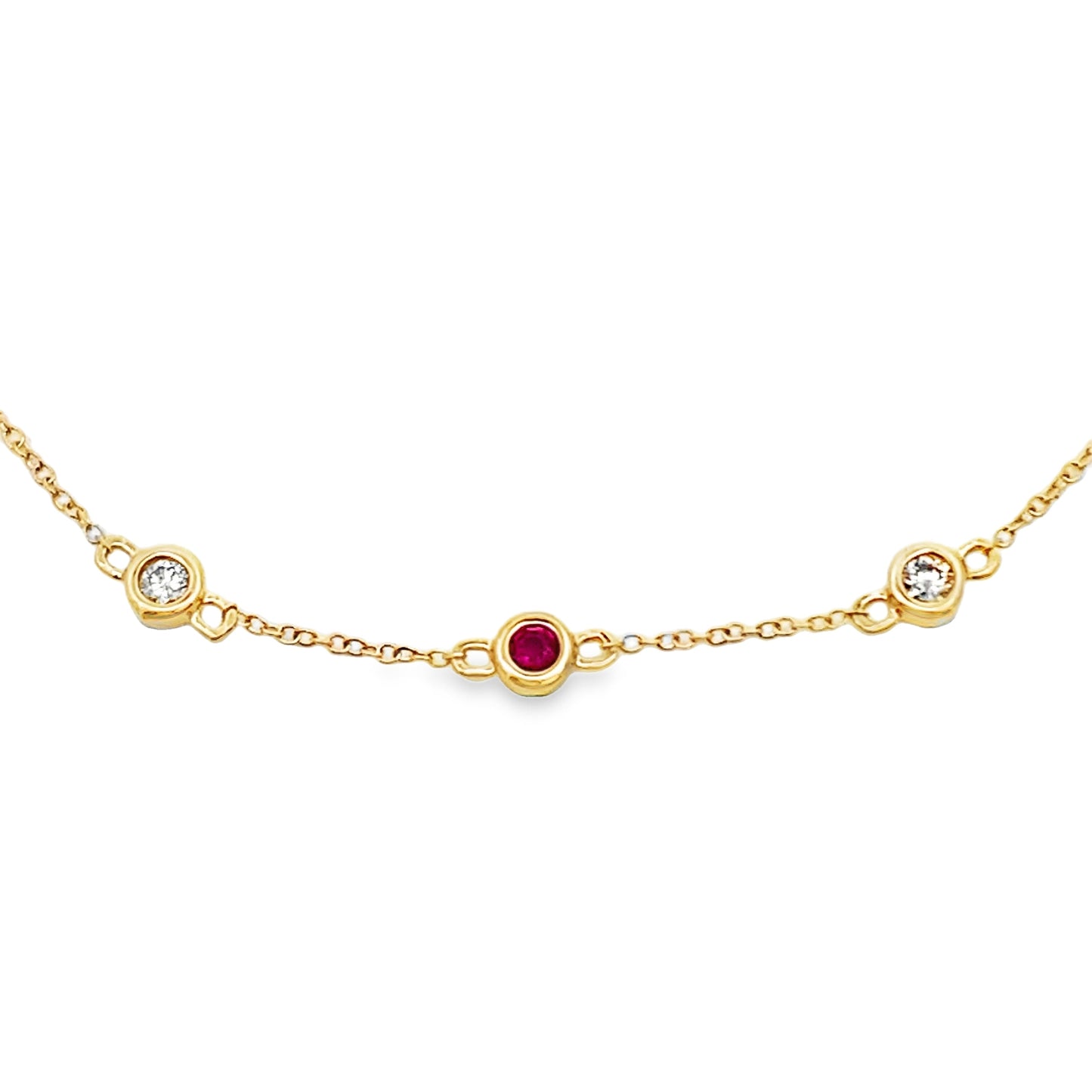 Natural Ruby and Diamond Bracelet in 14KT Yellow Gold