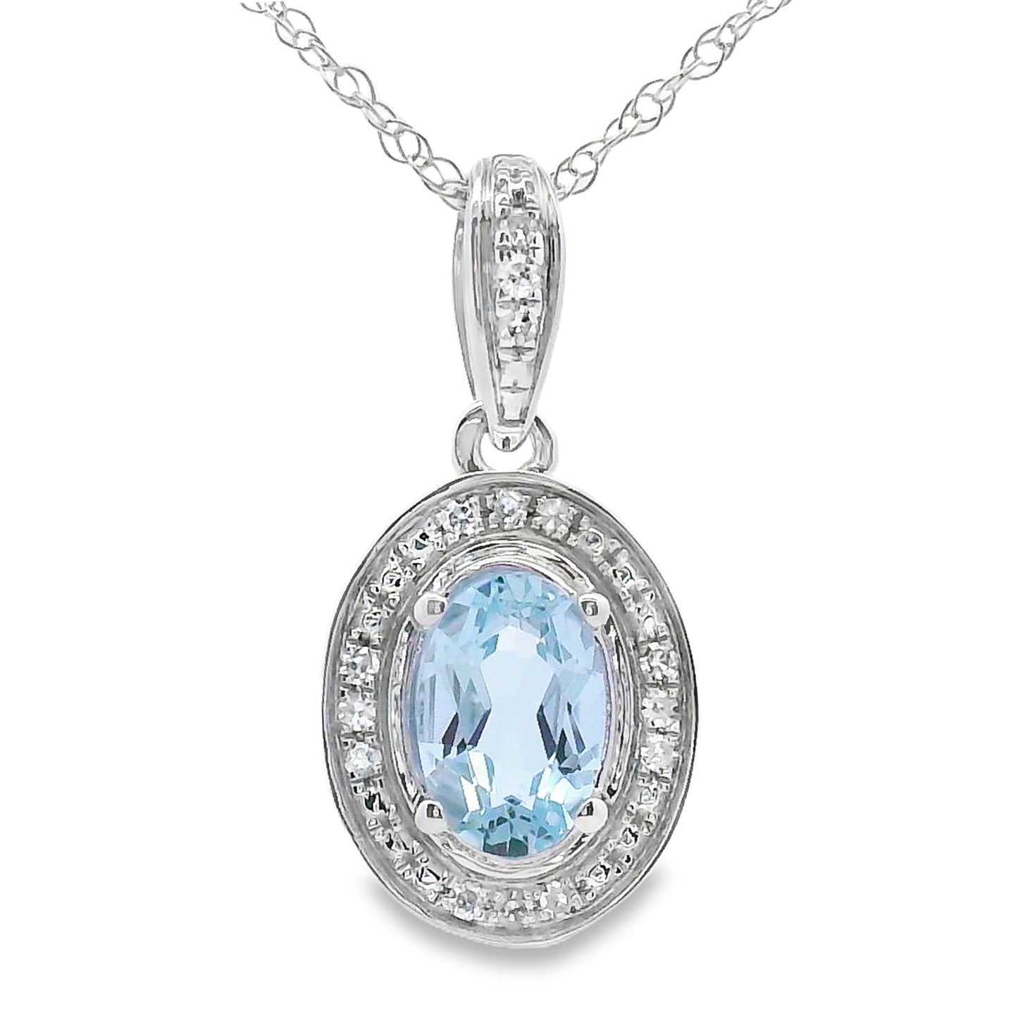 Aquamarine Diamond Pendant in 10KT White Gold
