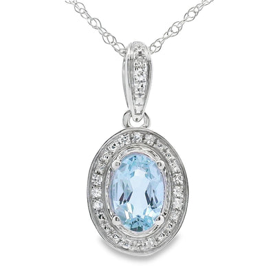 Aquamarine Diamond Pendant in 10KT White Gold