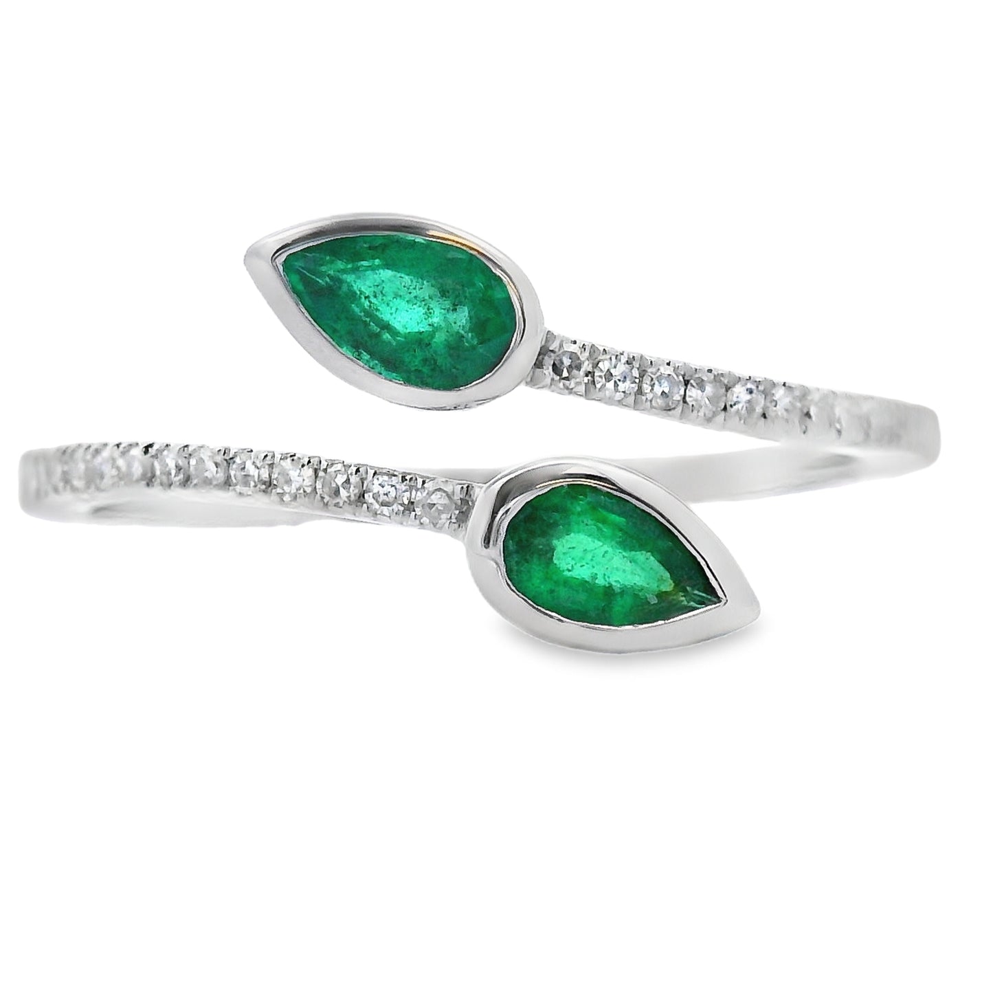 Bague en diamant émeraude naturelle de 0,48 ct en or blanc 14KT
