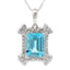 Pendentif élégant en topaze bleue et diamants en or blanc 10KT