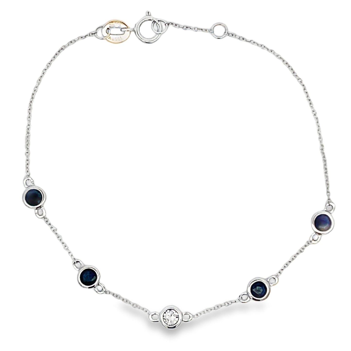 Natural Sapphire and Diamond Bracelet in 14KT White Gold