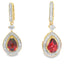 Pendientes colgantes de granate y diamante de 1.06ct en oro amarillo de 10KT
