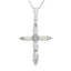 Colgante de Cruz de Ópalo y Diamante en Oro Blanco de 10KT