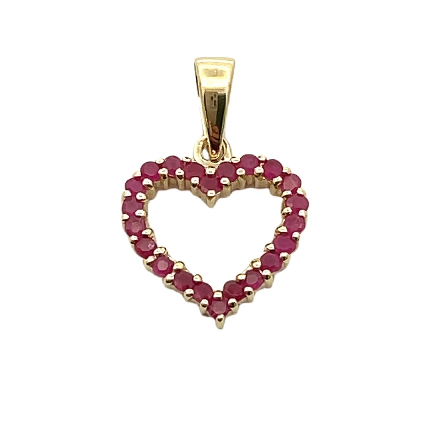 Pendentif Cœur Amour en Rubis Authentique en Or Jaune 10KT