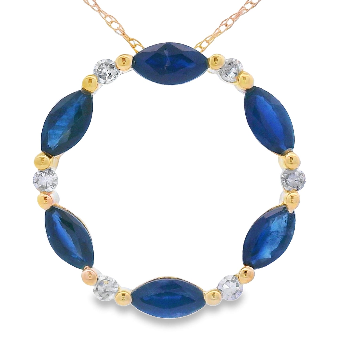 Colgante Círculo de Amor de Zafiro de 0.99ct en Oro Amarillo de 10KT