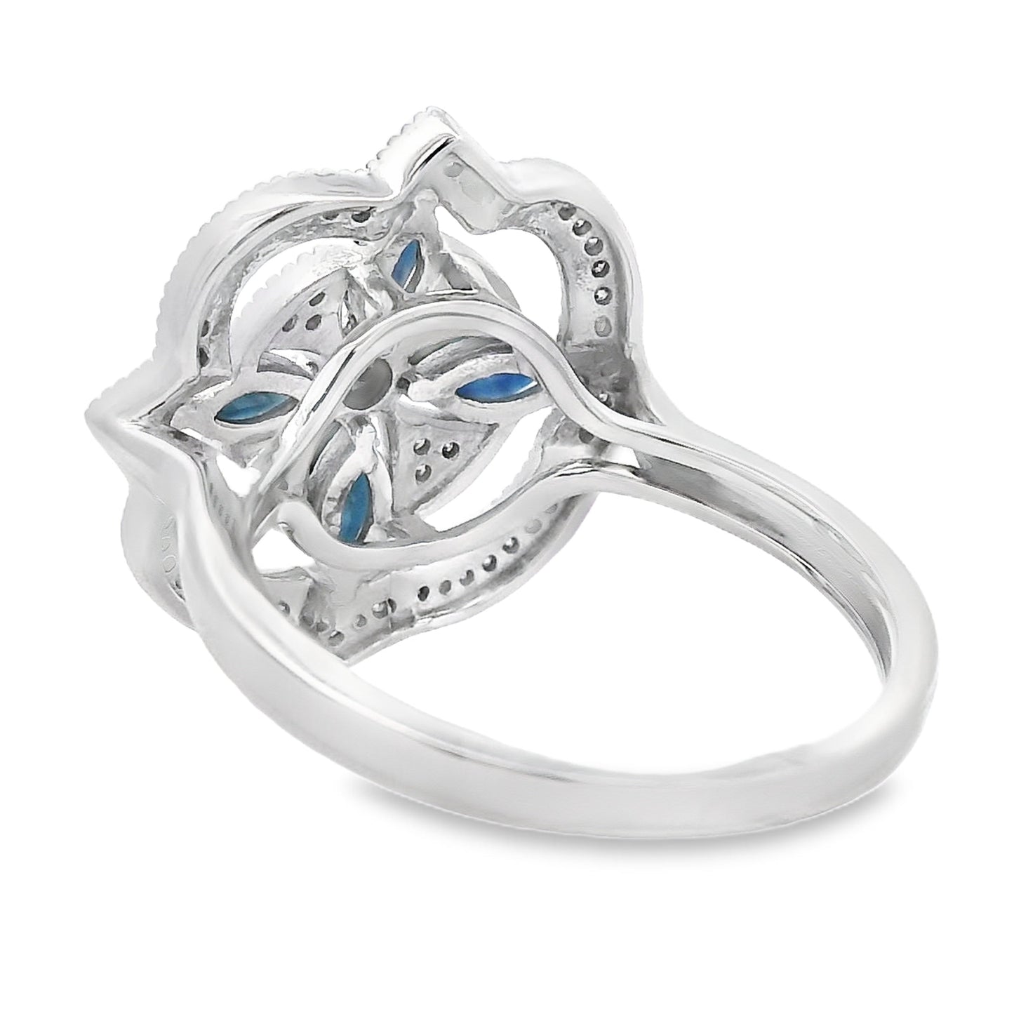 Natural .88ct Sapphire Diamond Ring in 14KT White Gold