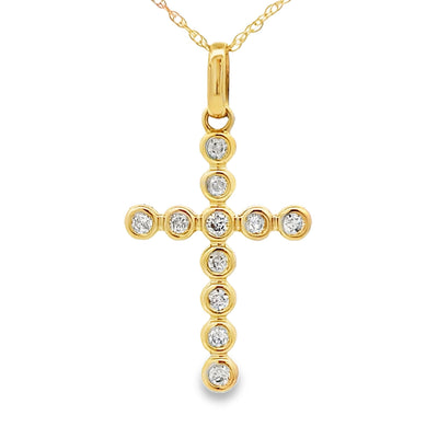 .20ct Diamond Cross Pendant in 14KT Yellow Gold