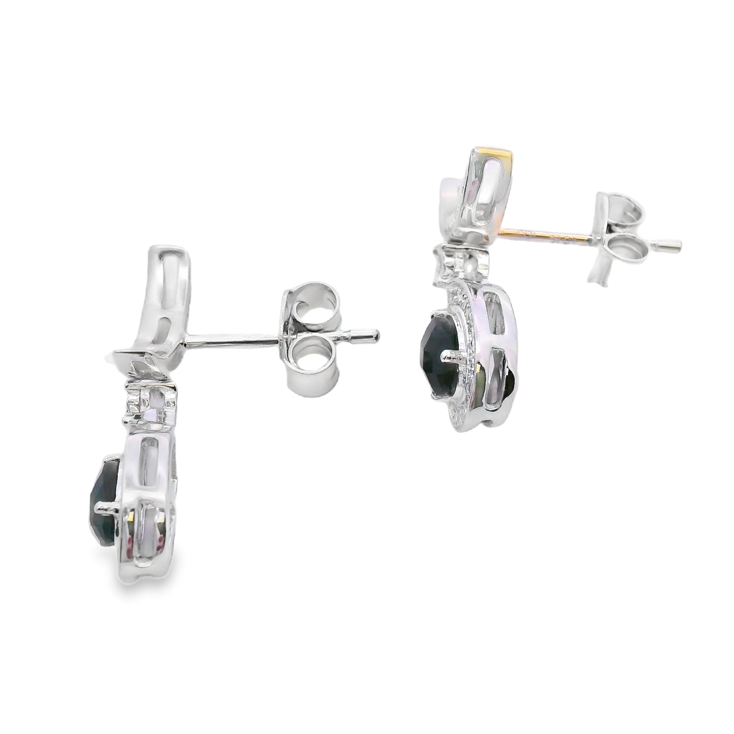 .55ct Onyx Diamond Dangle Earrings in 10KT White Gold
