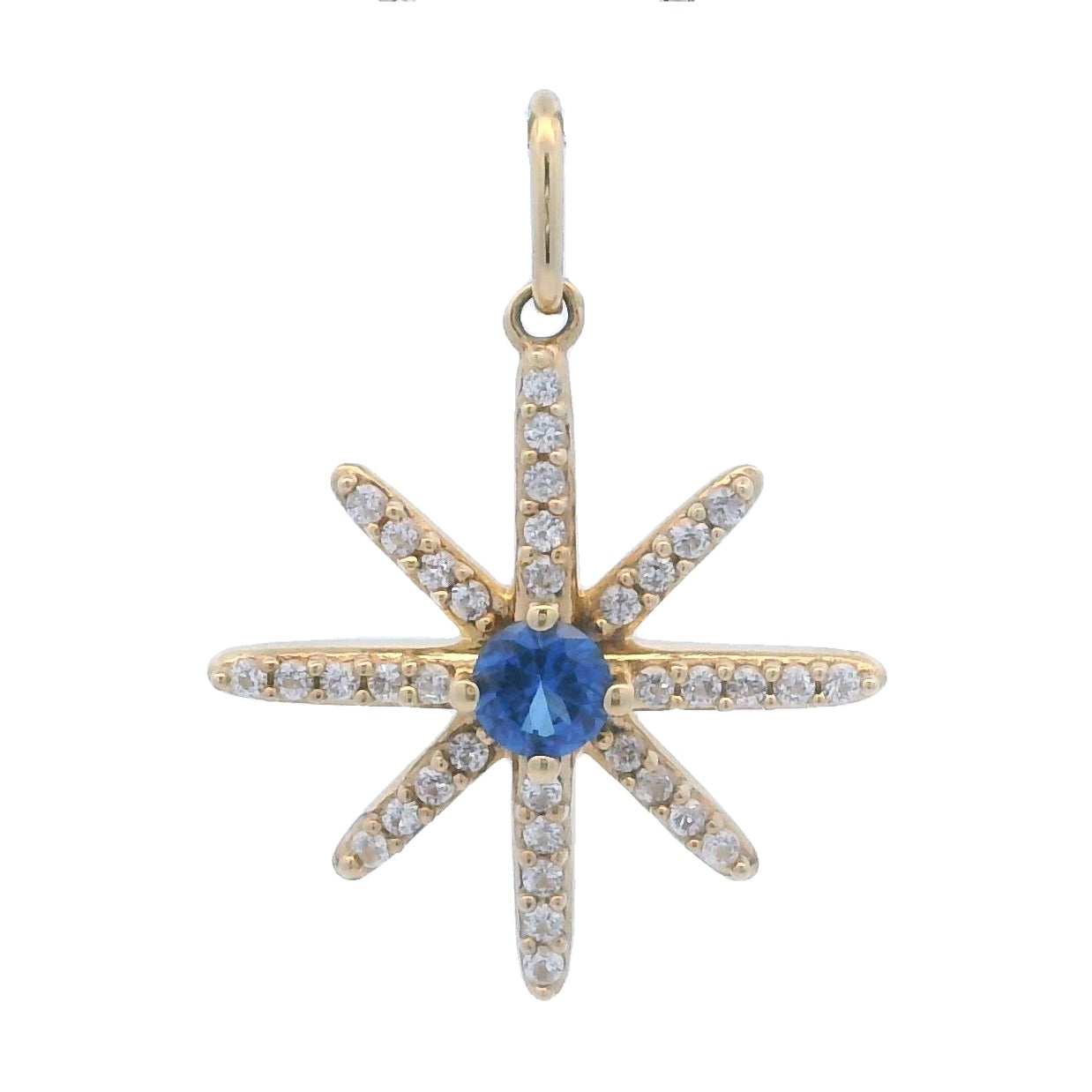 Genuine Created Sapphire Star Pendant in 10KT Yellow Gold
