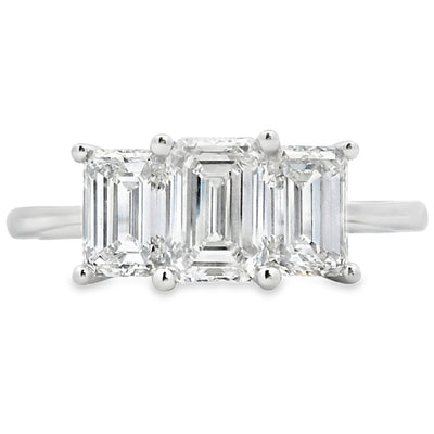 2.00ct Lab Grown Diamond 3 Stone Ring in 14KT White Gold