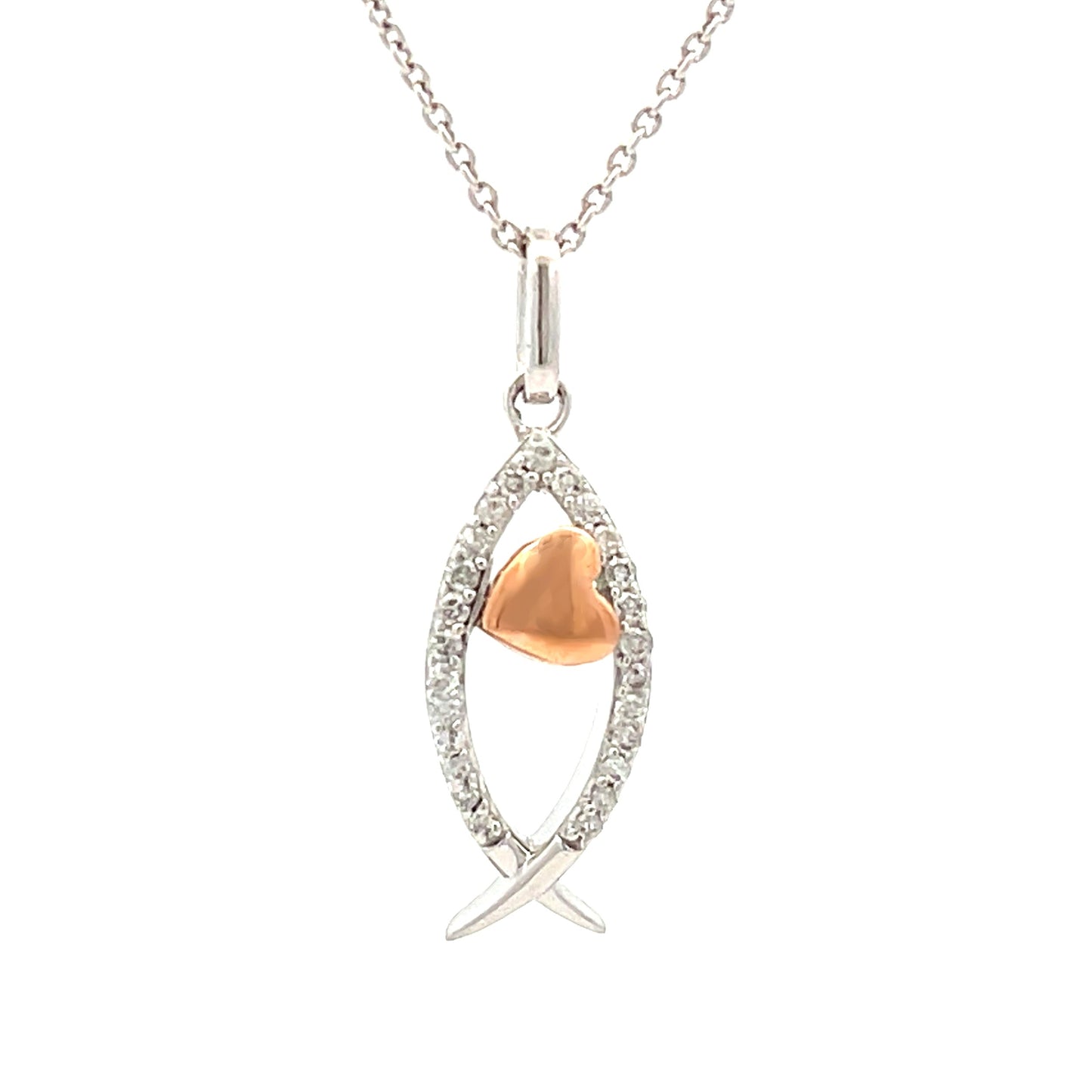 .17ct Pendentif Croisé Religieux en Argent Sterling et Or 10KT