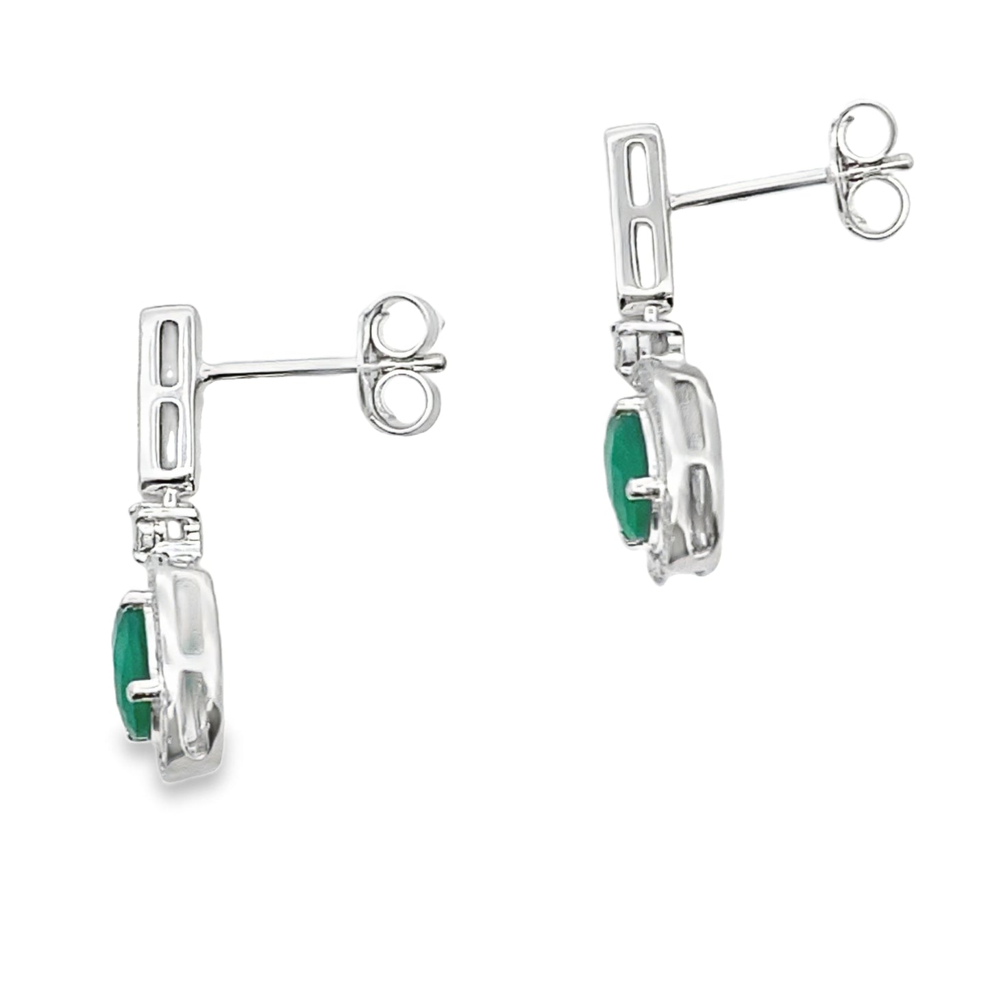 Pendientes Colgantes de Diamante de Calcedonia en Oro Blanco de 10KT