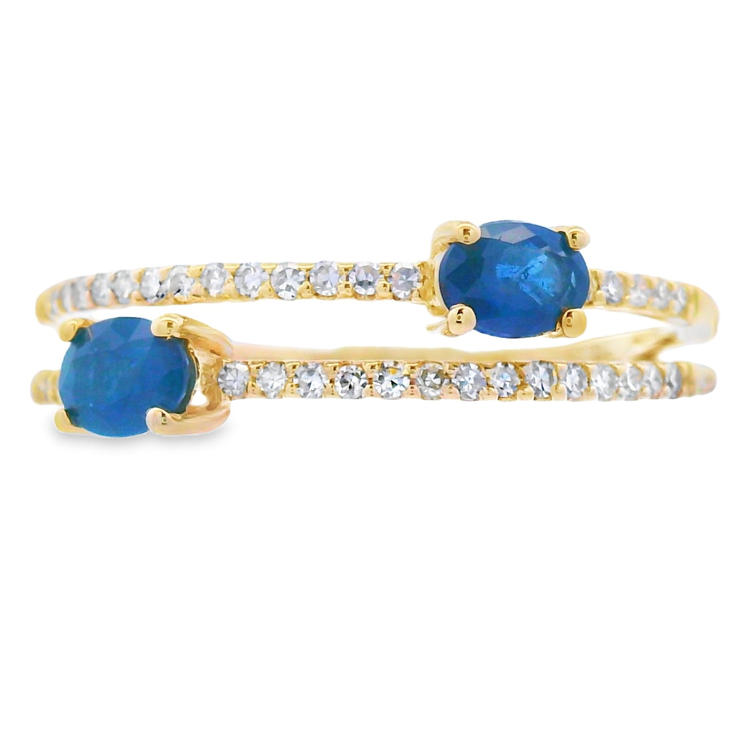 Bague en Saphir et Diamant de 0,61 ct en Or Jaune 14KT