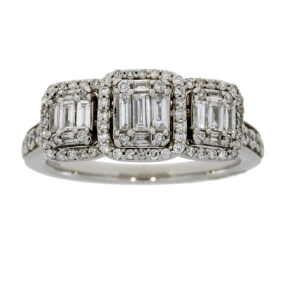 Bague 3 pierres en diamant naturel de 1,00 ct en or blanc 14KT
