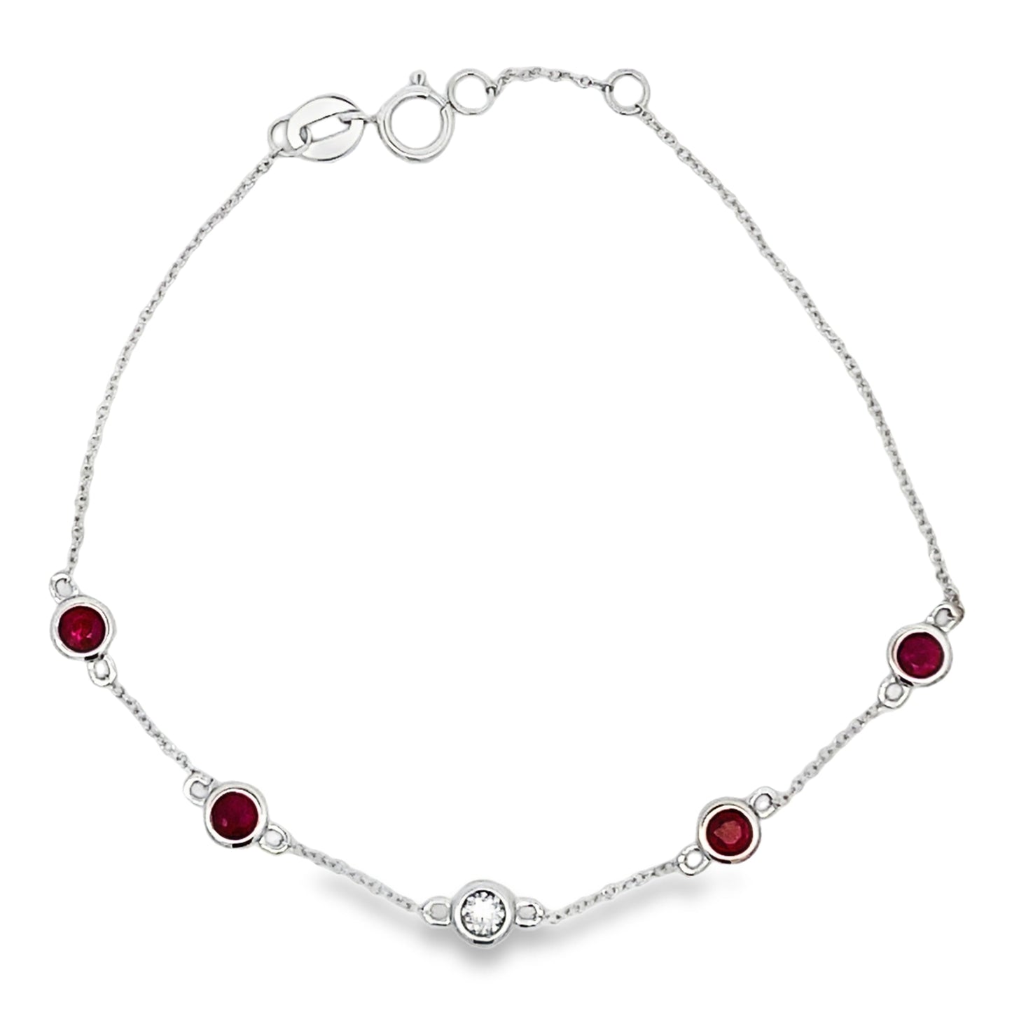 Pulsera de Rubí y Diamante en Oro Blanco de 14KT