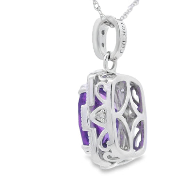 Amethyst Diamond Fashion Pendant in 10KT White Gold