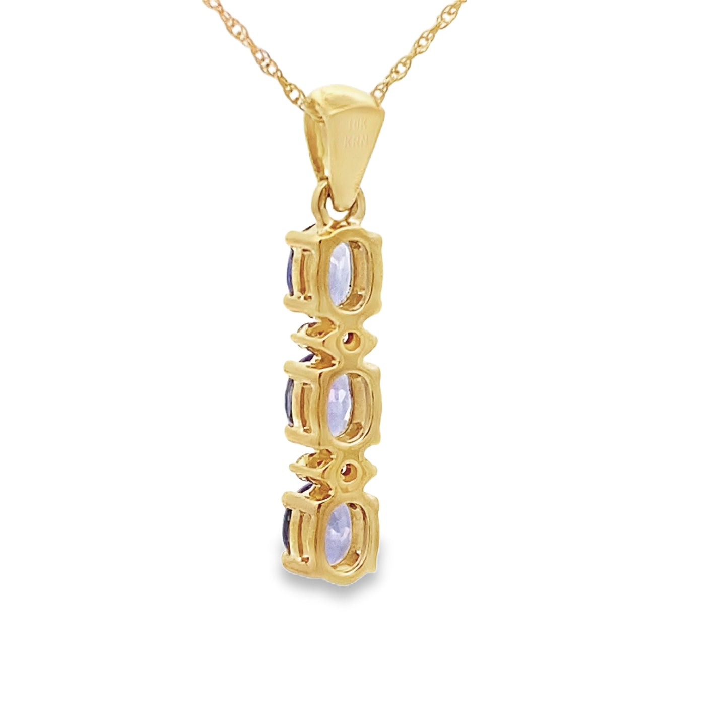 Pendentif de mode en tanzanite et diamant en or jaune 10KT