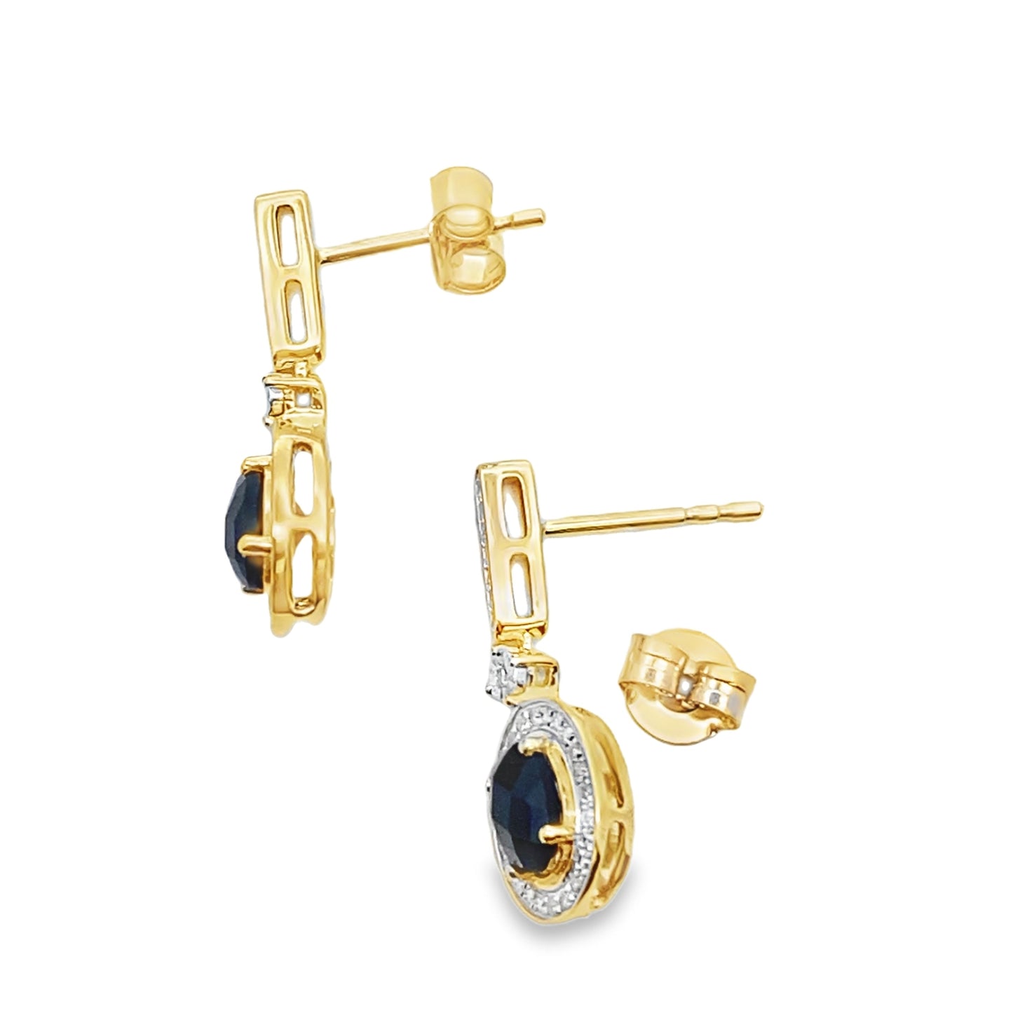 1.06ct Onyx Diamond Dangle Earrings in 10KT Yellow Gold