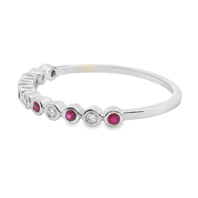 Conjunto de Anillos Apilables de Zafiro y Diamante en Oro Blanco de 14KT