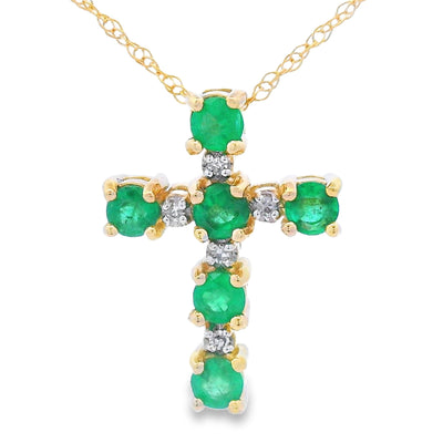 .26ct Emerald Cross Pendant in 10KT Yellow Gold