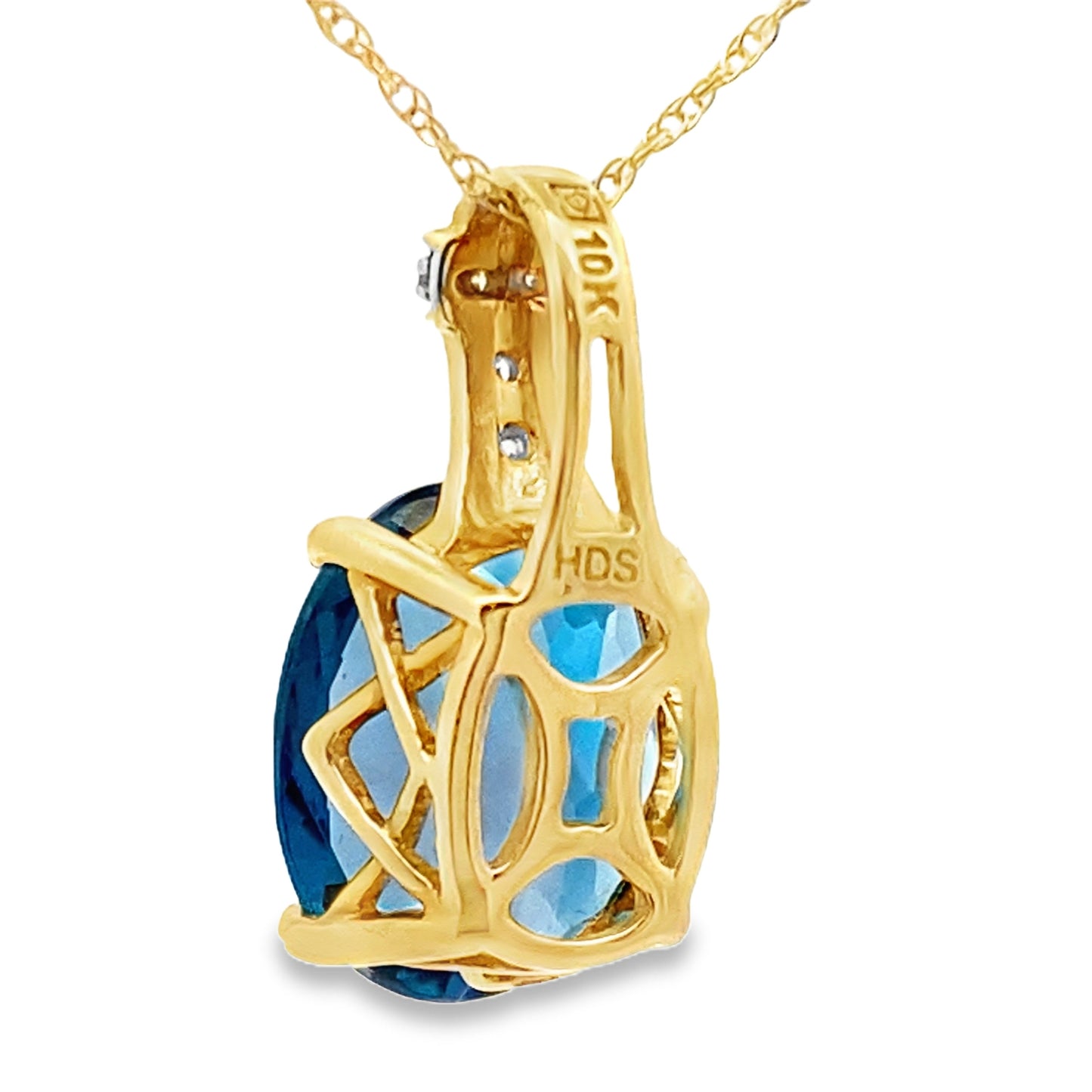 London Blue Topaz Pendant in 10KT Yellow Gold