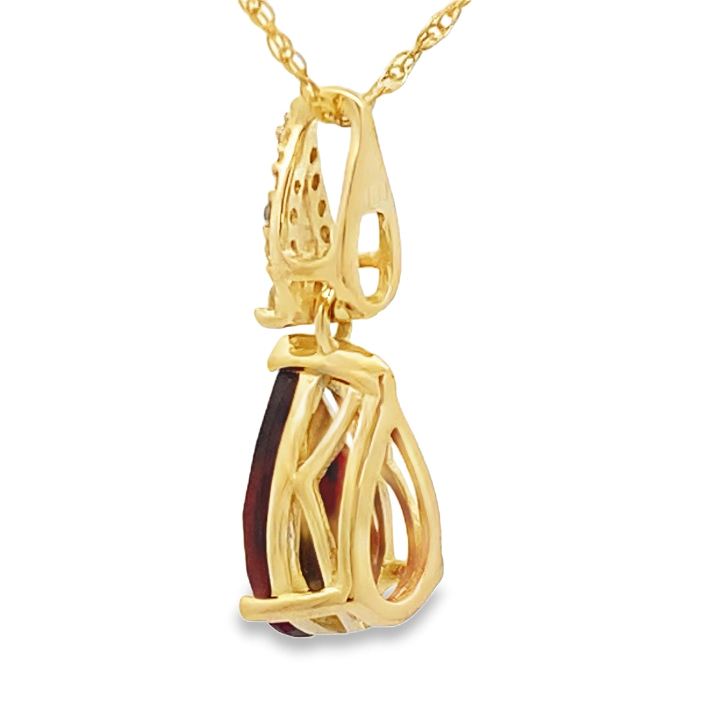 Colgante de Granate y Diamante de 1.38ct en Oro Amarillo de 10KT