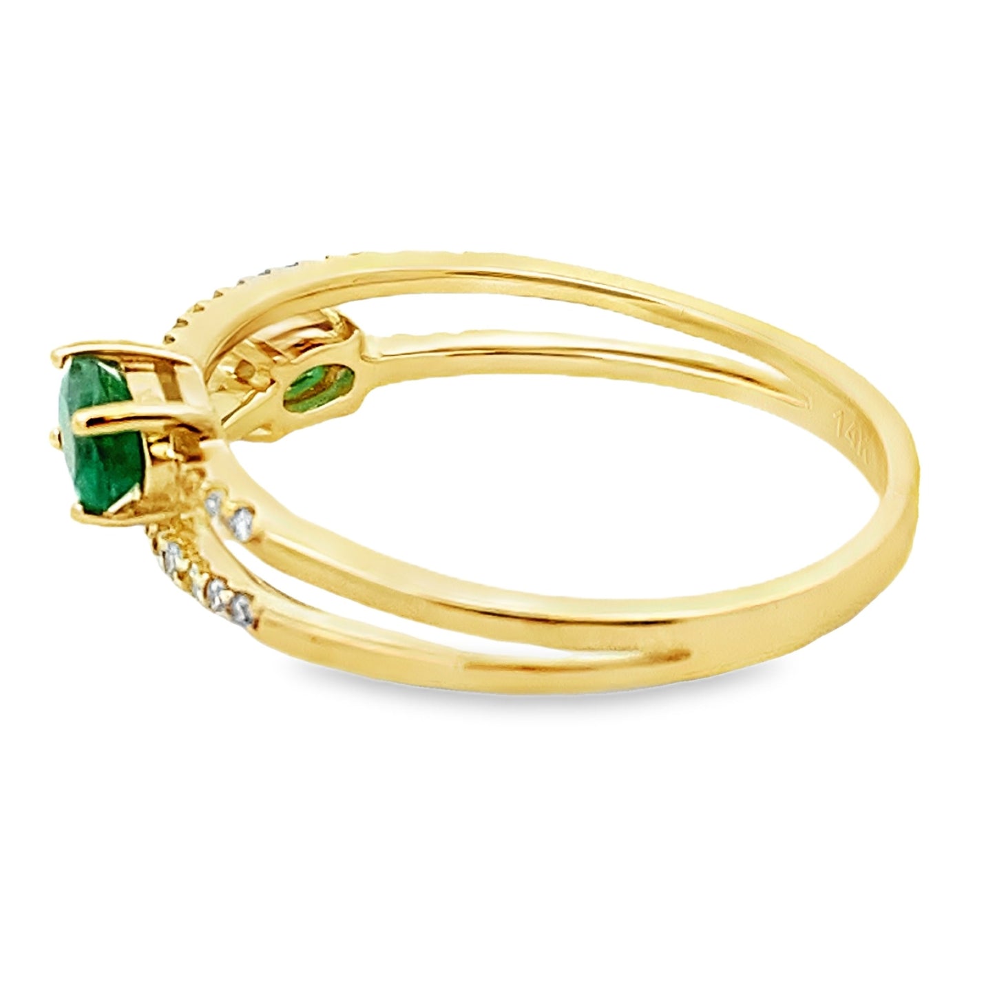 Natural .57ct Emerald Diamond Ring in 14KT Yellow Gold