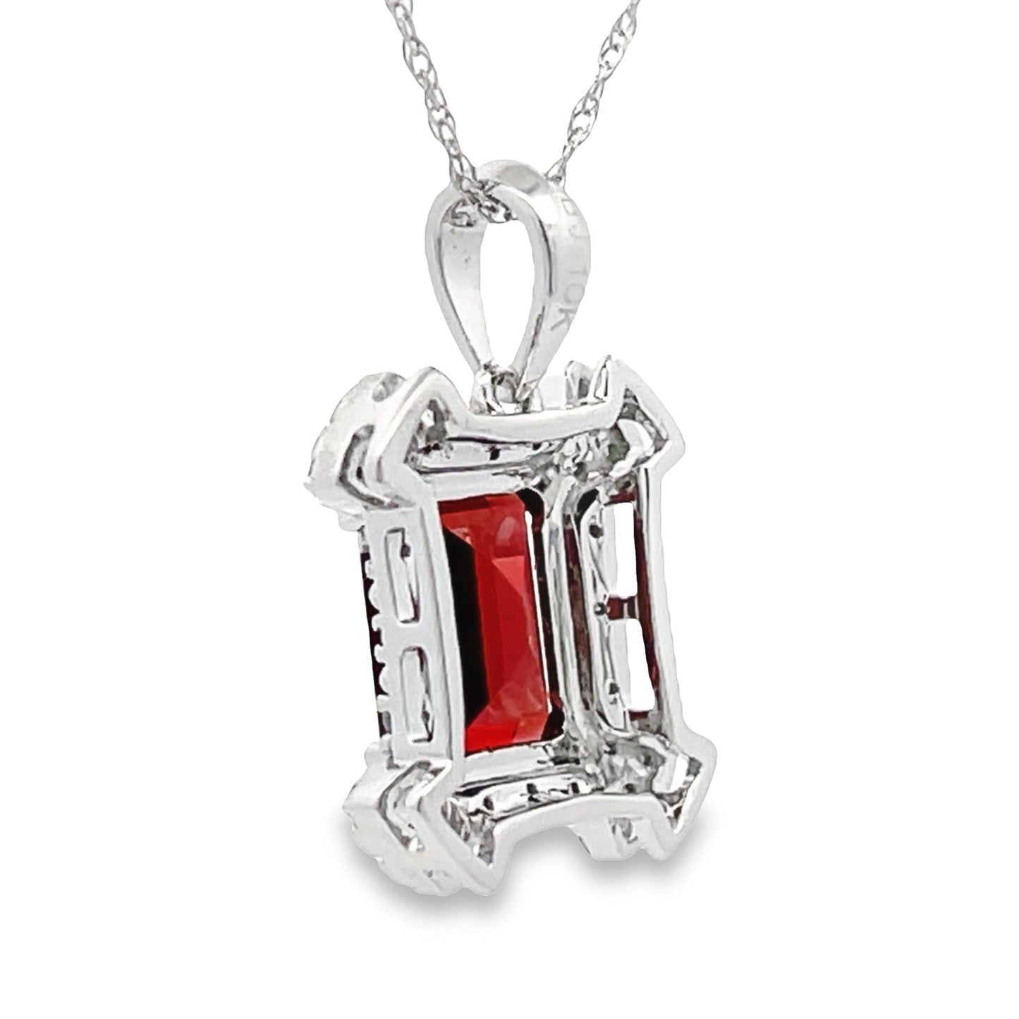 1.87ct Garnet and Diamond Pendant in 10KT White Gold